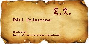 Réti Krisztina névjegykártya